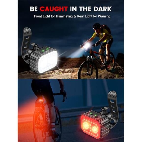 Bike Lights,Rechargeable Bicycle Lights Set Super Bright 8+12 Modes,IPX6 - Picture 2 of 7